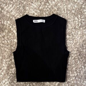 Zara Black Sleeveless Crop Top